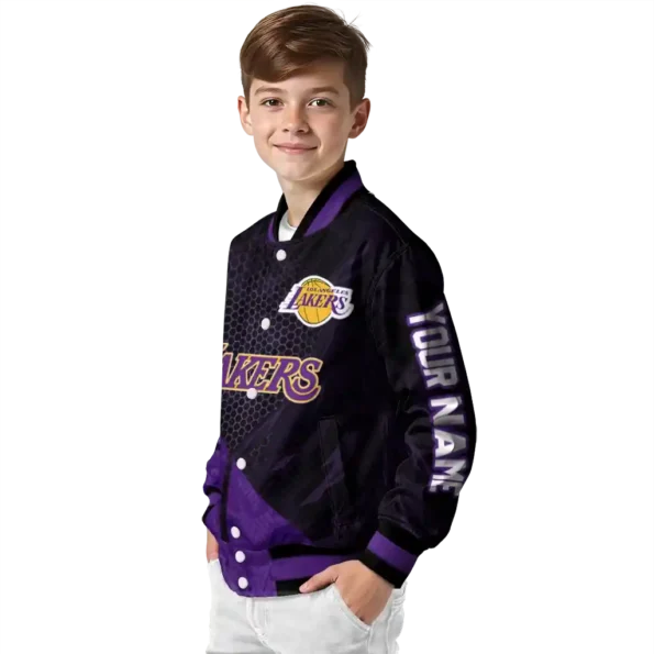 custom los angeles lakers hexagon mesh purple black varsity jacket trendy.webp