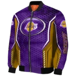 custom los angeles lakers power plate purple bomber jacket best selling