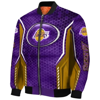 custom los angeles lakers power plate purple bomber jacket best selling
