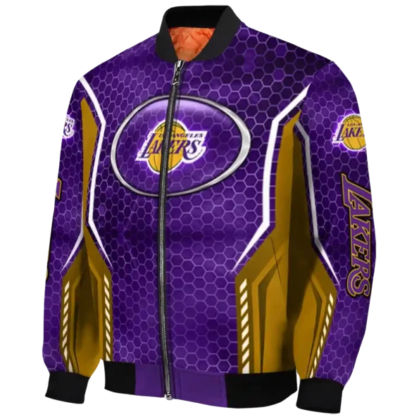 custom los angeles lakers power plate purple bomber jacket best selling
