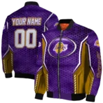 custom los angeles lakers power plate purple bomber jacket best selling