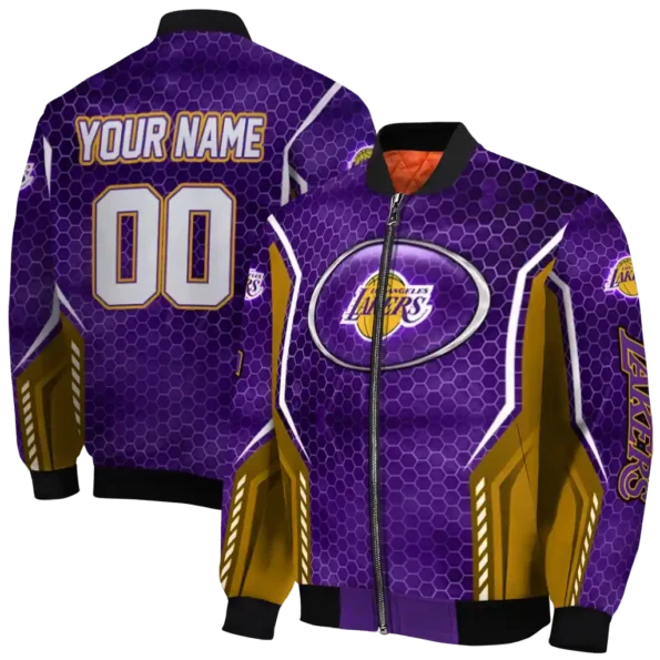 custom los angeles lakers power plate purple bomber jacket fashion forward