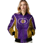 custom los angeles lakers power plate purple bomber jacket best selling