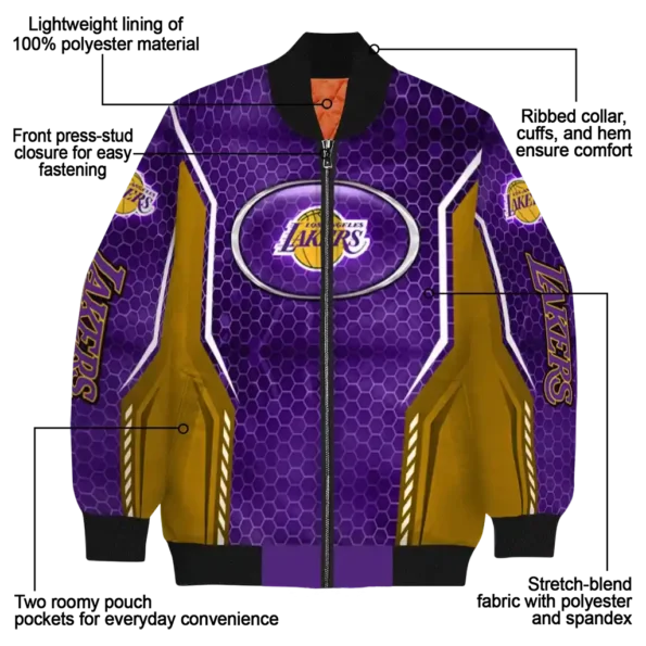 custom los angeles lakers power plate purple bomber jacket new arrival