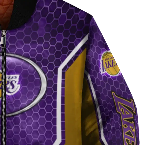 custom los angeles lakers power plate purple bomber jacket premium grade