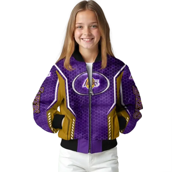 custom los angeles lakers power plate purple bomber jacket top rated