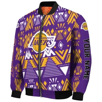 custom los angeles lakers pyramid shapes purple bomber jacket best selling