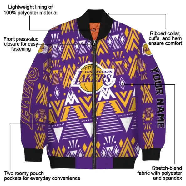 custom los angeles lakers pyramid shapes purple bomber jacket new arrival