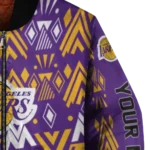 custom los angeles lakers pyramid shapes purple bomber jacket best selling