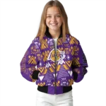 custom los angeles lakers pyramid shapes purple bomber jacket best selling