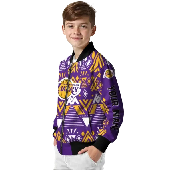 custom los angeles lakers pyramid shapes purple bomber jacket trendy