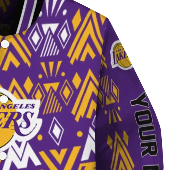 custom los angeles lakers pyramid shapes purple varsity jacket premium grade.webp
