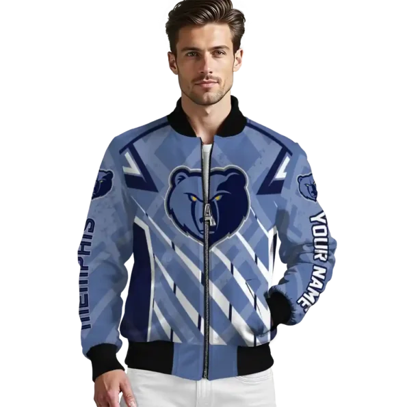 custom memphis grizzlies chevron angles blue bomber jacket high quality