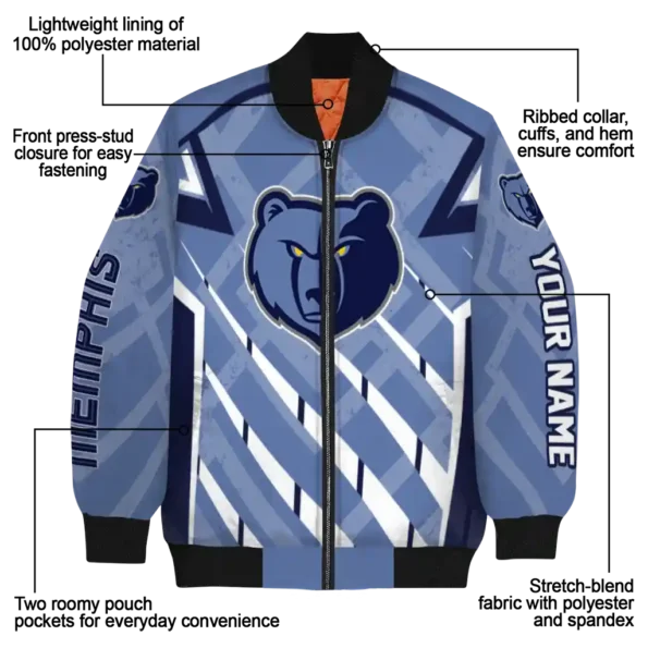 custom memphis grizzlies chevron angles blue bomber jacket new arrival