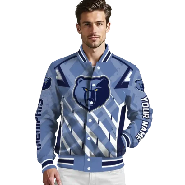 custom memphis grizzlies chevron angles blue varsity jacket high quality.webp