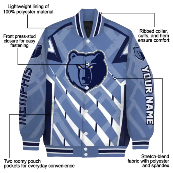 custom memphis grizzlies chevron angles blue varsity jacket new arrival.webp