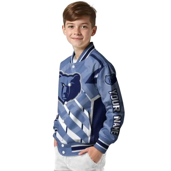 custom memphis grizzlies chevron angles blue varsity jacket trendy.webp