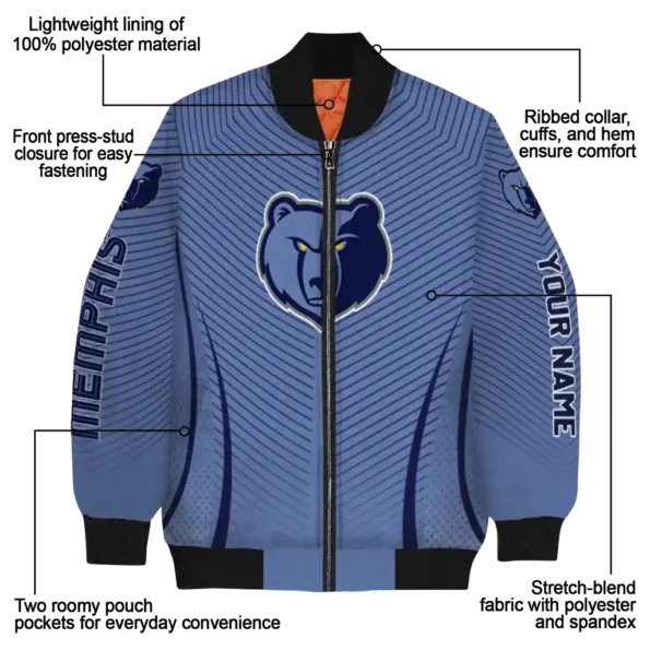 custom memphis grizzlies chevron arrow blue bomber jacket new arrival