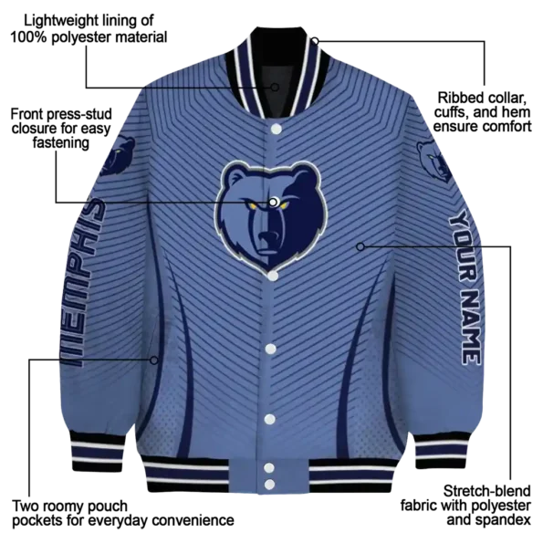 custom memphis grizzlies chevron arrow blue varsity jacket new arrival.webp