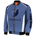 custom memphis grizzlies hexagon grid blue bomber jacket best selling