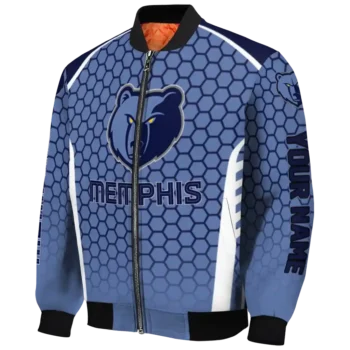custom memphis grizzlies hexagon grid blue bomber jacket best selling
