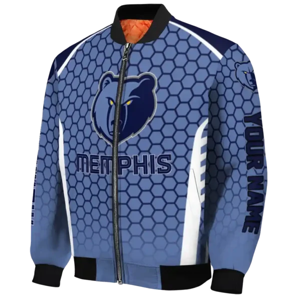 custom memphis grizzlies hexagon grid blue bomber jacket best selling