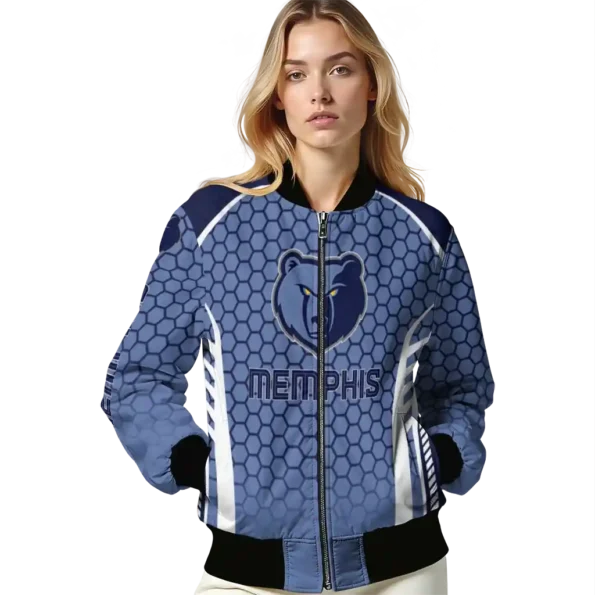 custom memphis grizzlies hexagon grid blue bomber jacket latest model