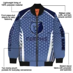 custom memphis grizzlies hexagon grid blue bomber jacket best selling