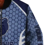 custom memphis grizzlies hexagon grid blue bomber jacket best selling