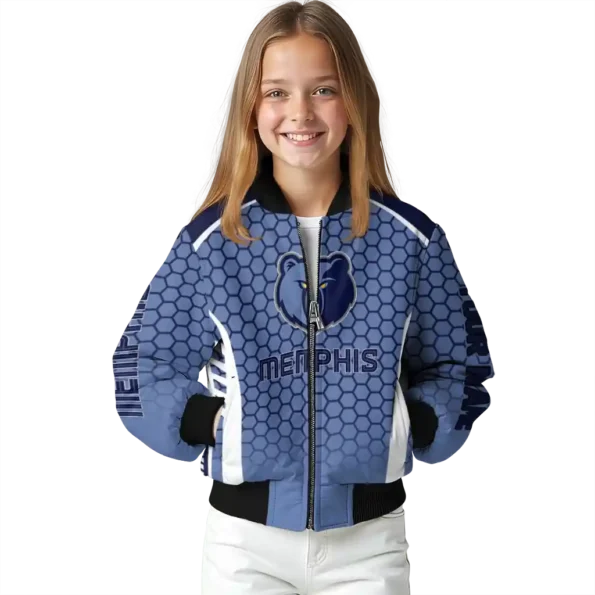 custom memphis grizzlies hexagon grid blue bomber jacket top rated