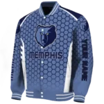 custom memphis grizzlies hexagon grid blue varsity jacket best selling.webp