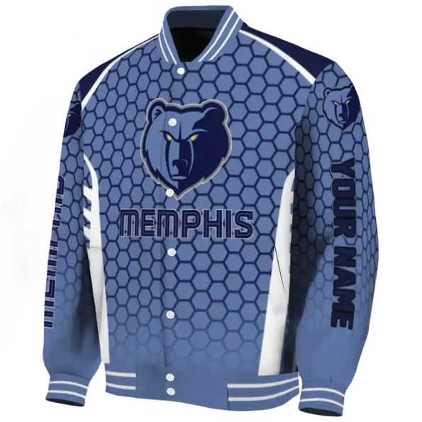 custom memphis grizzlies hexagon grid blue varsity jacket best selling.webp
