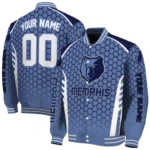 custom memphis grizzlies hexagon grid blue varsity jacket best selling.webp