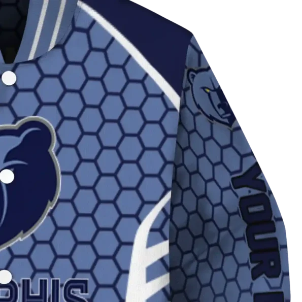 custom memphis grizzlies hexagon grid blue varsity jacket premium grade.webp