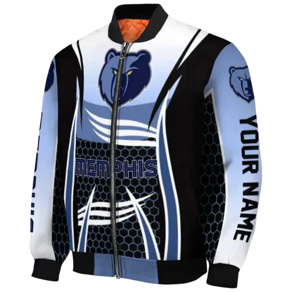 custom memphis grizzlies mesh effect blue black bomber jacket best selling