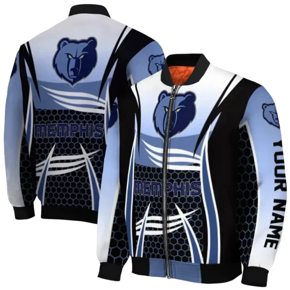 custom memphis grizzlies mesh effect blue black bomber jacket fashion forward