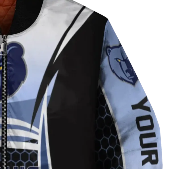 custom memphis grizzlies mesh effect blue black bomber jacket premium grade