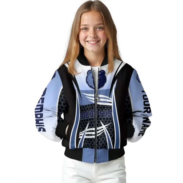 custom memphis grizzlies mesh effect blue black bomber jacket top rated
