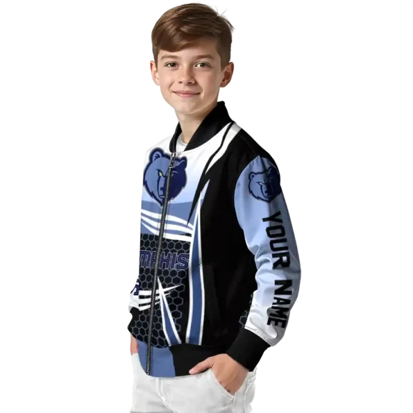 custom memphis grizzlies mesh effect blue black bomber jacket trendy
