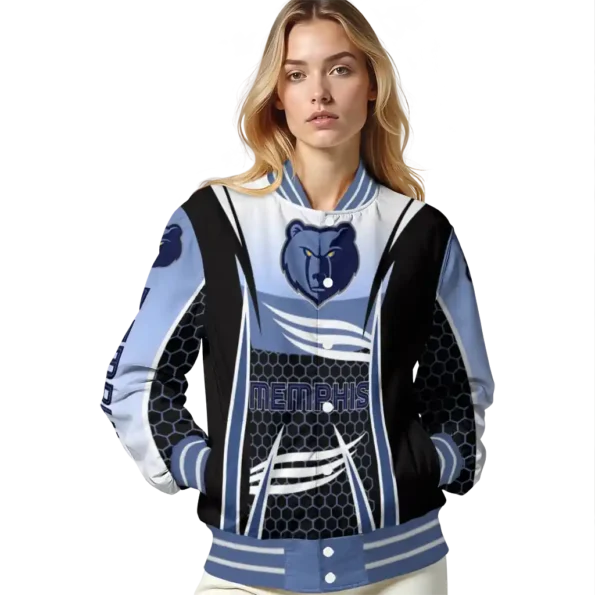 custom memphis grizzlies mesh effect blue black varsity jacket latest model.webp