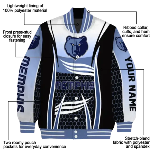 custom memphis grizzlies mesh effect blue black varsity jacket new arrival.webp