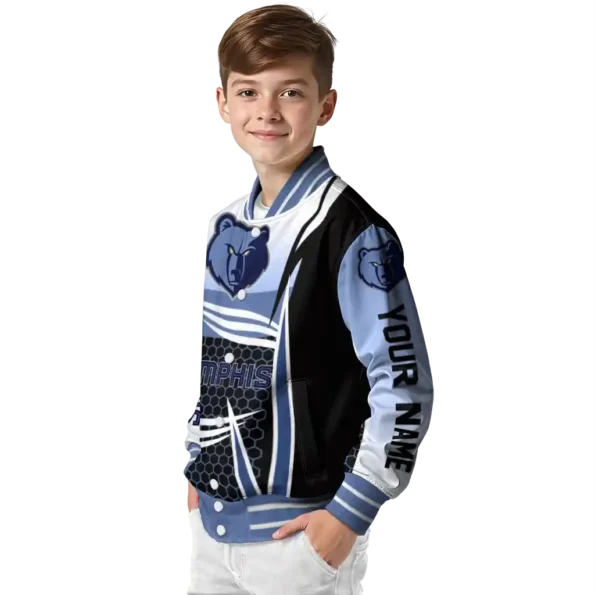 custom memphis grizzlies mesh effect blue black varsity jacket trendy.webp