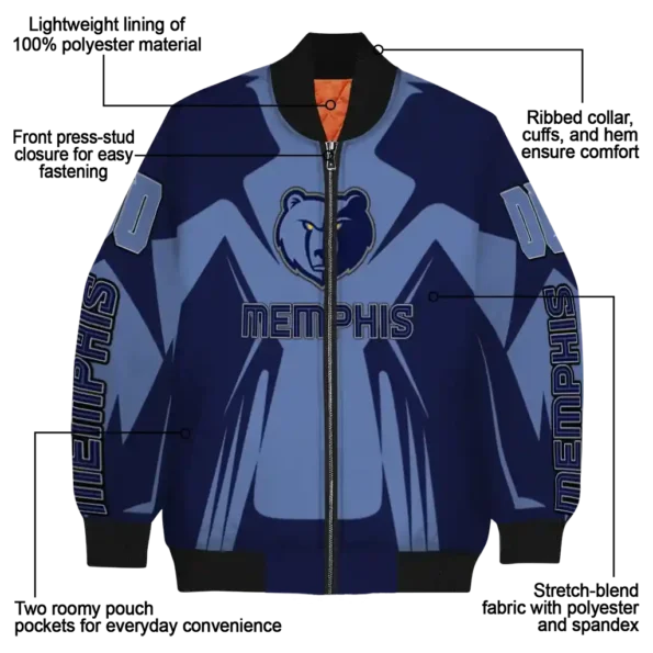 custom memphis grizzlies spider mark blue bomber jacket new arrival