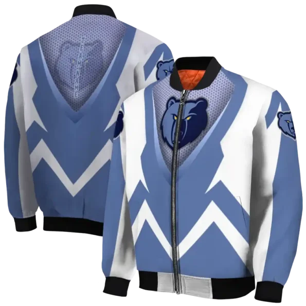 custom memphis grizzlies v stripes blue white bomber jacket fashion forward