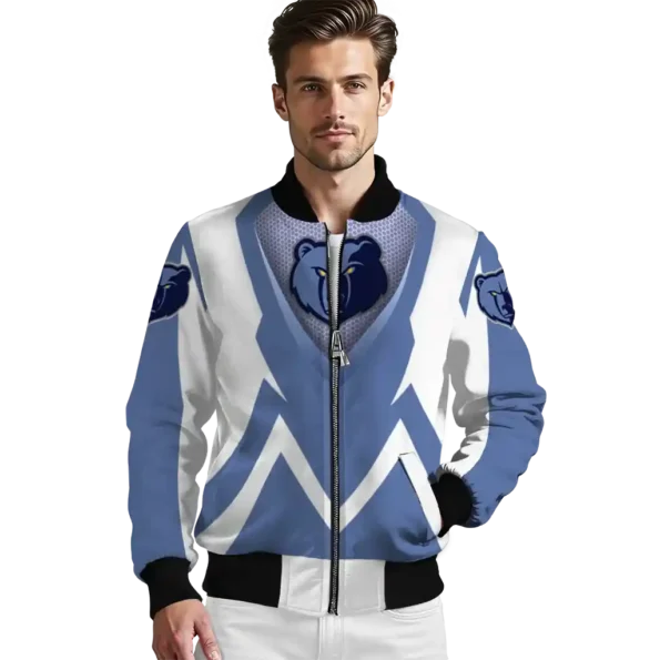 custom memphis grizzlies v stripes blue white bomber jacket high quality