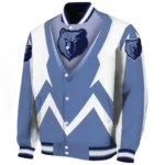 custom memphis grizzlies v stripes blue white varsity jacket best selling.webp