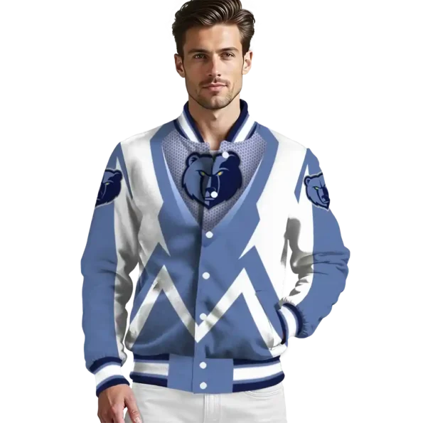custom memphis grizzlies v stripes blue white varsity jacket high quality.webp