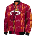custom miami heat bolt stripe red bomber jacket best selling