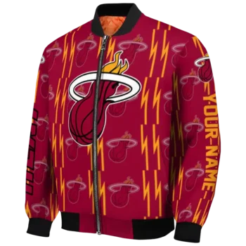 custom miami heat bolt stripe red bomber jacket best selling