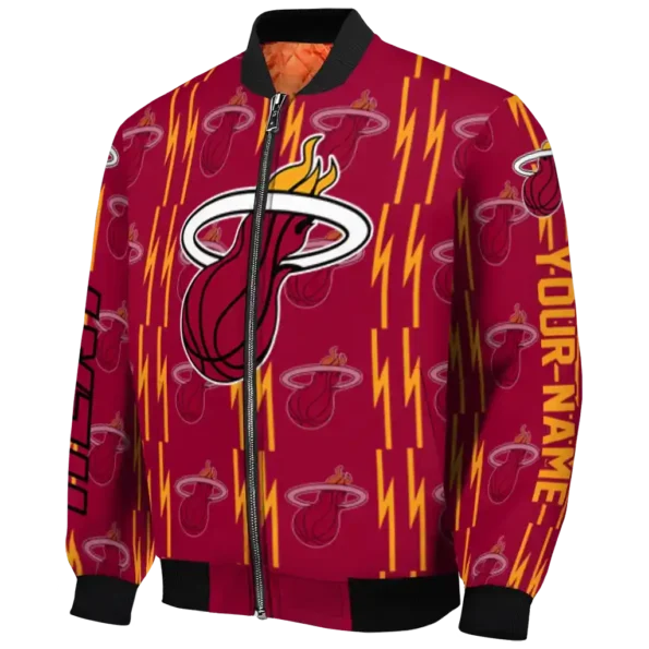 custom miami heat bolt stripe red bomber jacket best selling